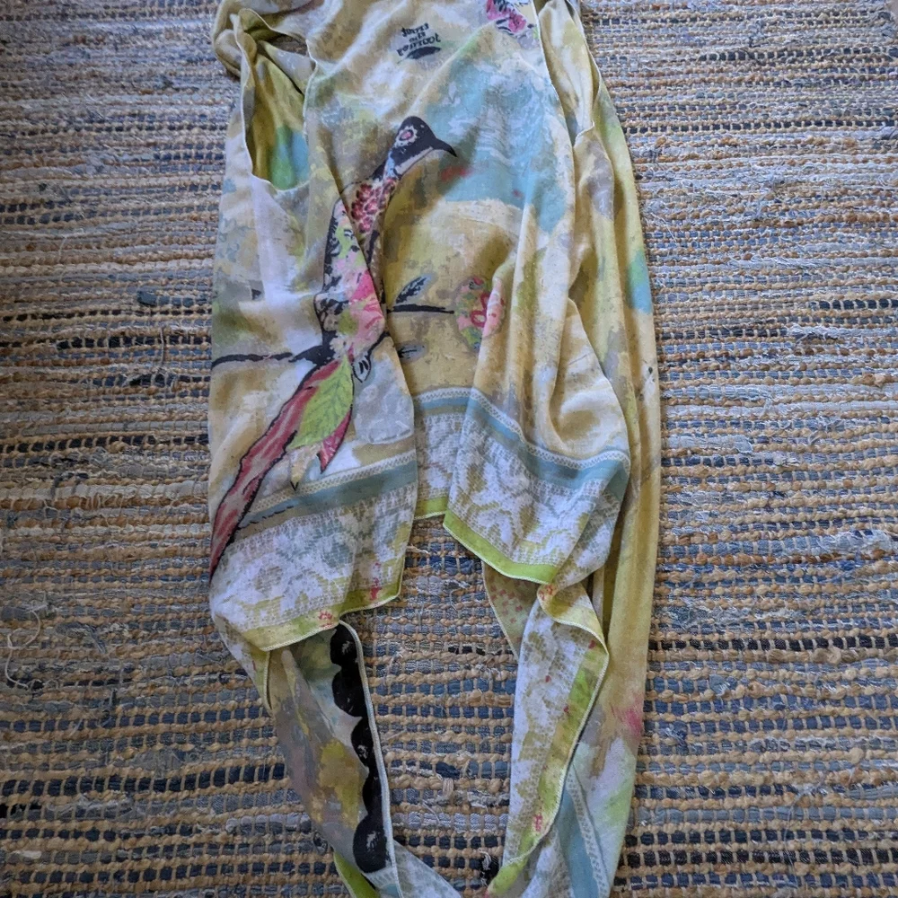 Floral Watercolor Scarf Wrap in Green and Pink